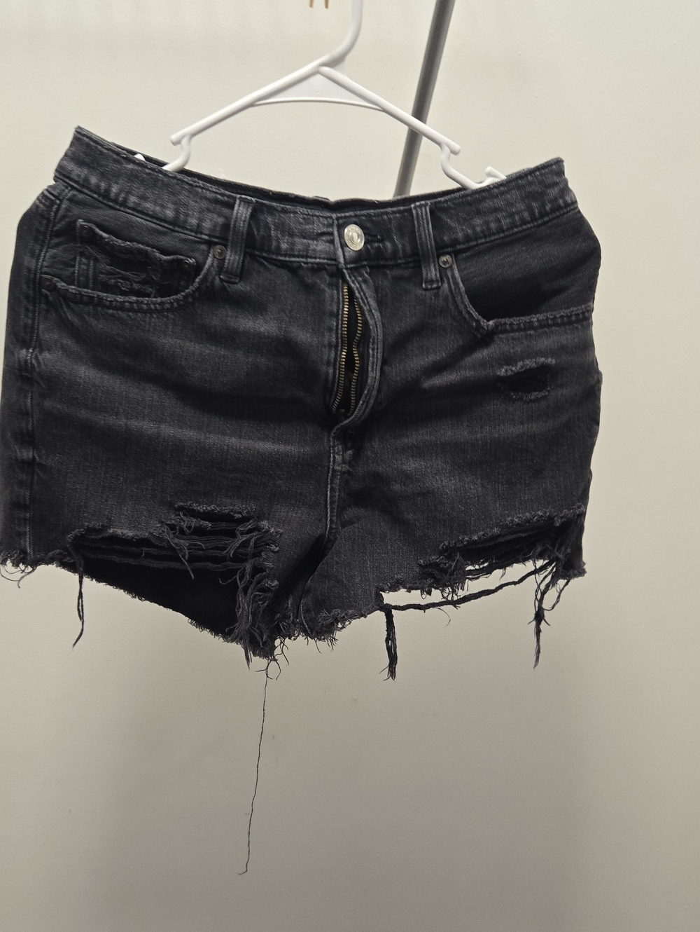 American Eagle Outfitters Black Distressed Denim Cutoff Shorts